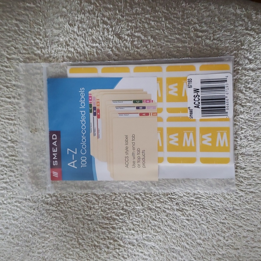 New Smead Color Labels "W"